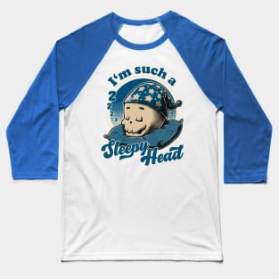 Skull Sleepyhead - Cute Funny Pun Baseball T-Shirt